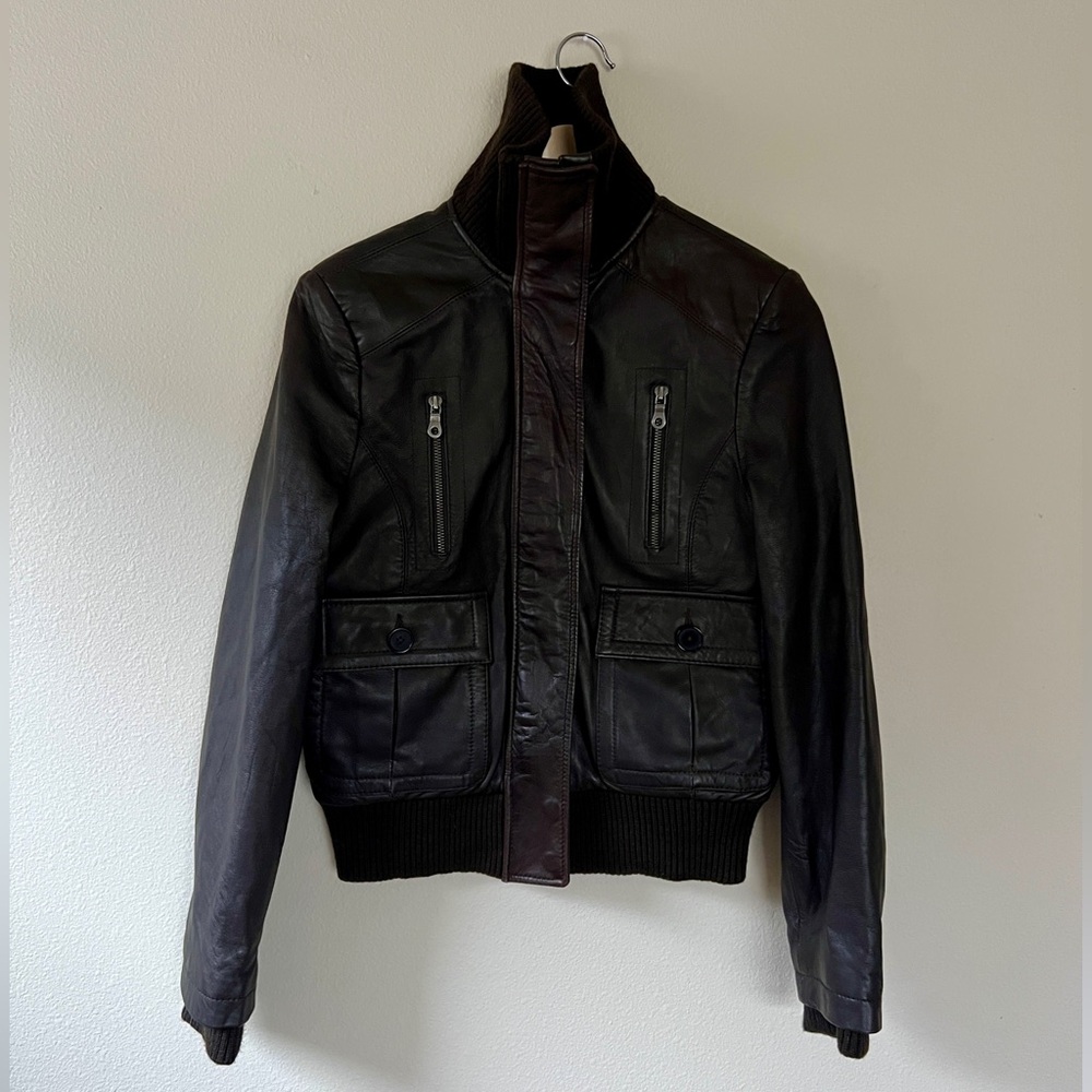 NWOT ✨ Boeing Leather Bomber Jacket in Brown - Size M